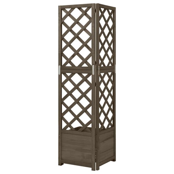 vidaXL Jardini&egrave;re d'angle en treillis Gris 40x40x150 cm Bois de sapin