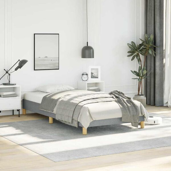 vidaXL Cadre de lit gris clair 100x203 cm tissu