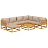 vidaXL Salon de jardin 8 pcs avec coussins taupe bois massif