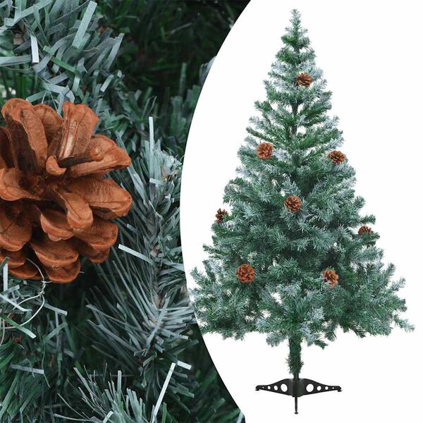 vidaXL Arbre de No&euml;l givr&eacute; pr&eacute;-&eacute;clair&eacute; et boules pommes de pin 150 cm