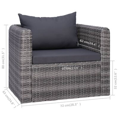 vidaXL Chaise de jardin avec coussin et oreiller Résine tressée Gris