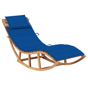 vidaXL Chaise longue &agrave; bascule avec coussin Bois de teck solide