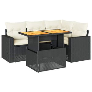 vidaXL Salon de jardin 5 pcs avec coussins noir r&eacute;sine tress&eacute;e