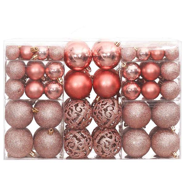 vidaXL Boules de No&euml;l 100 pcs rose et ros&eacute; 3 / 4 / 6 cm