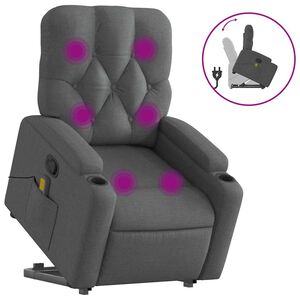 vidaXL Fauteuil inclinable de massage gris foncé tissu