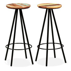 vidaXL Tabourets de bar lot de 2 bois massif de r&eacute;cup&eacute;ration
