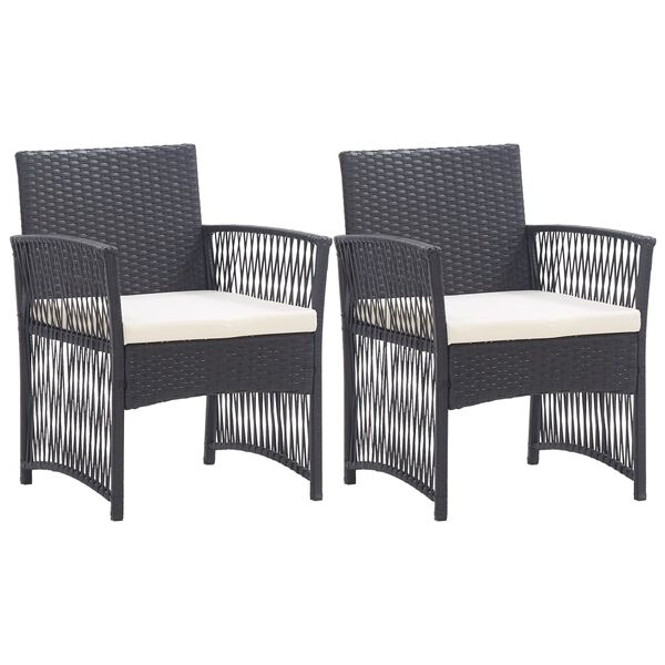 vidaXL Fauteuils de jardin avec coussins lot de 2 Noir Résine tressée
