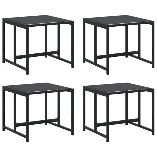 vidaXL Tabourets de jardin 4 pcs noir acier et textil&egrave;ne