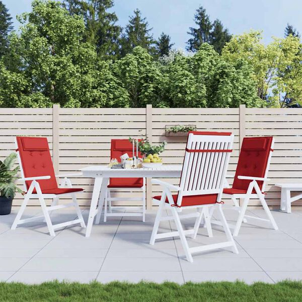 vidaXL Coussins de chaise &agrave; dossier haut lot de 4 rouge tissu oxford