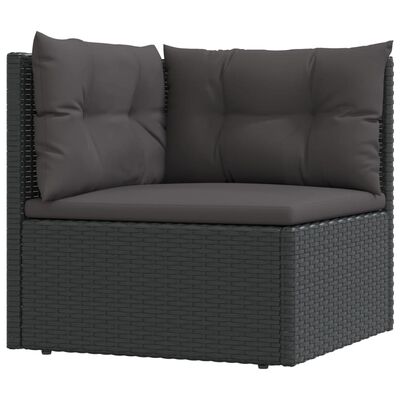 vidaXL Salon de jardin 5 pcs avec coussins Noir Résine tressée