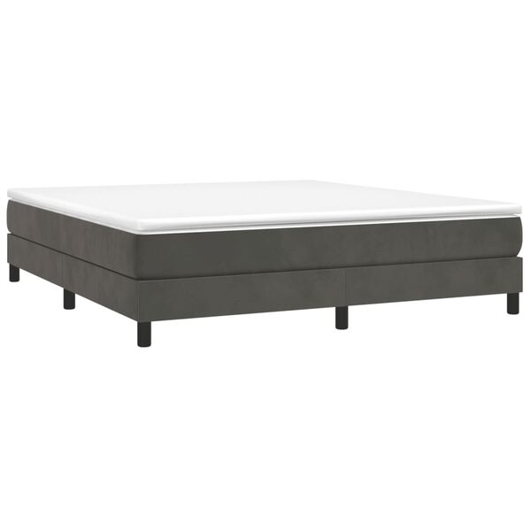 vidaXL Sommier à ressorts de lit gris foncé 183x213 cm velours