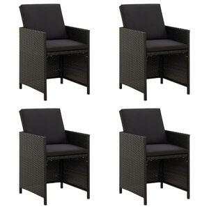 vidaXL Chaises de jardin avec coussins lot de 4 R&eacute;sine tress&eacute;e Noir