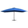 vidaXL Parasol suspendu avec m&acirc;t en bois 400x300 cm Bleu