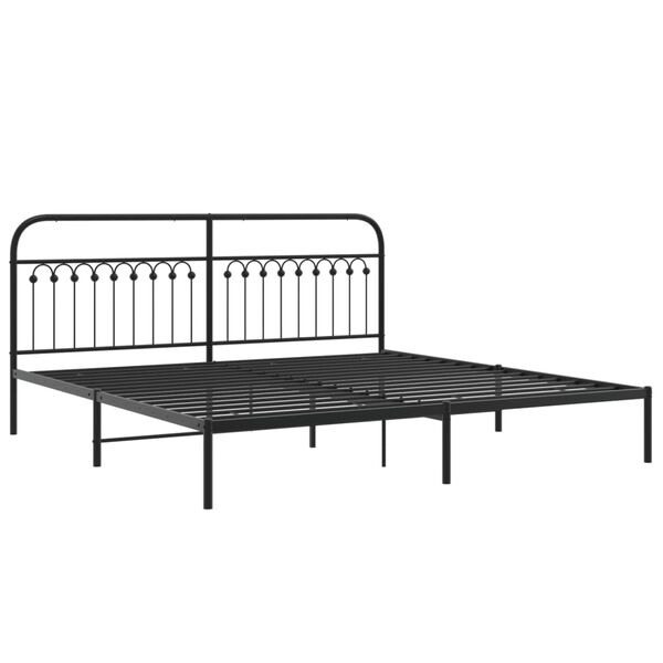 vidaXL Cadre de lit métal sans matelas avec tête de lit noir 193x203cm