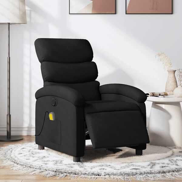 vidaXL Fauteuil inclinable de massage &eacute;lectrique noir tissu