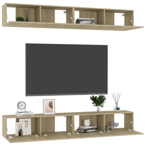 vidaXL Meubles TV 4 pcs Ch&ecirc;ne sonoma 100x30x30 cm Bois d'ing&eacute;nierie