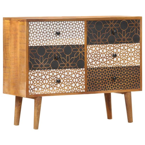 vidaXL Buffet avec motif imprimé 90x30x70 cm Bois de manguier massif