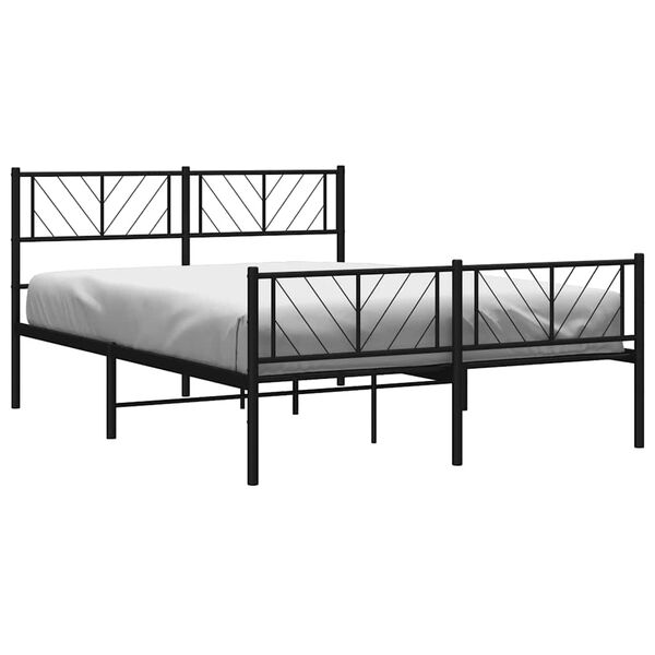 vidaXL Cadre de lit m&eacute;tal sans matelas avec pied de lit noir 135x190cm