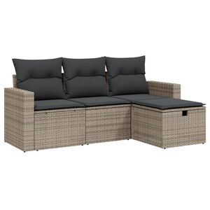vidaXL Salon de jardin 4 pcs avec coussins gris résine tressée