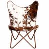 vidaXL Chaise papillon marron et blanc cuir de vache
