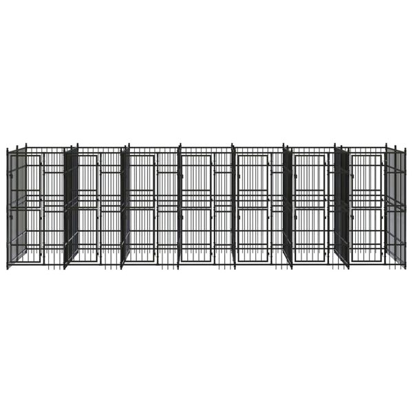 vidaXL Chenil d'ext&eacute;rieur pour chiens Acier 12,9 m&sup2;