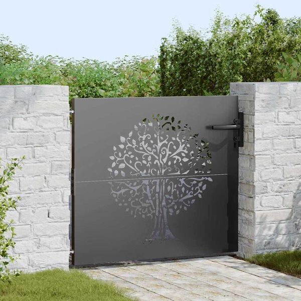 vidaXL Portail de jardin 85x100 cm acier corten conception de l'arbre
