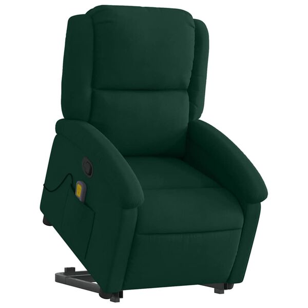 vidaXL Fauteuil inclinable de massage vert fonc&eacute; velours