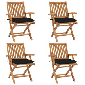 vidaXL Chaises pliables de jardin avec coussins lot de 4 Teck solide