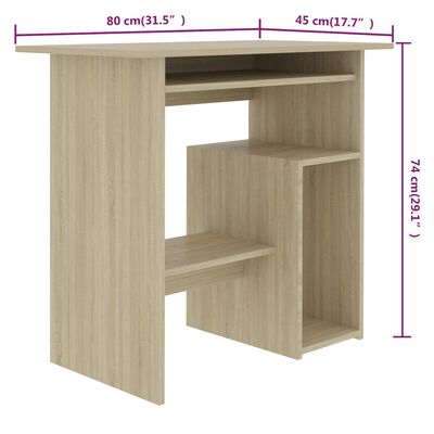 vidaXL Bureau Chêne sonoma 80x45x74 cm Bois d’ingénierie