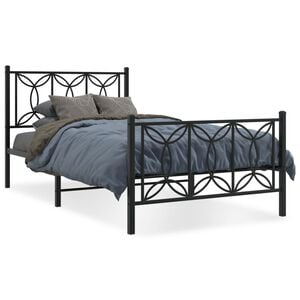 vidaXL Cadre de lit métal sans matelas et pied de lit noir 100x200 cm