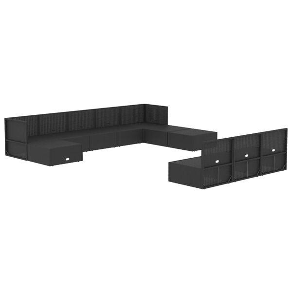 vidaXL Salon de jardin 11 pcs avec coussins noir r&eacute;sine tress&eacute;e