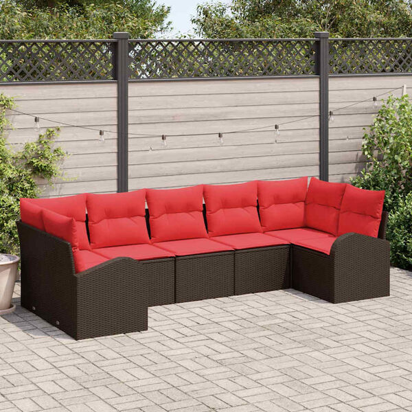 vidaXL Ensemble de canapé de jardin 7 pcs Marron Poly Rattan