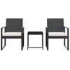 vidaXL Ensemble à manger de jardin avec coussins 3 pcs noir rotin PP