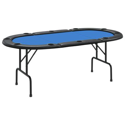 vidaXL Table de poker pliable 10 joueurs Bleu 206x106x75 cm