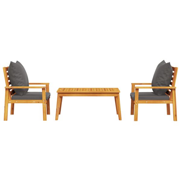 vidaXL Salon de jardin 3 pcs avec coussins bois massif d'acacia