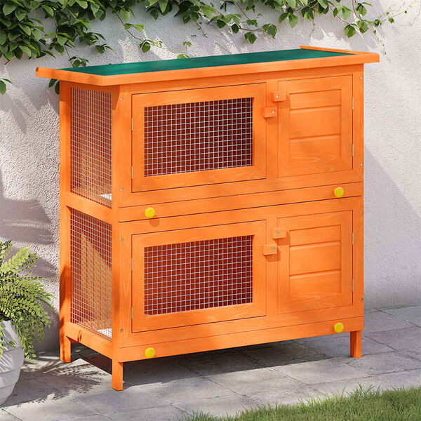 vidaXL Clapier d'extérieur Cage animaux petits 4 portes Bois