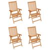 vidaXL Chaises de jardin lot de 4 avec coussins bleu Bois teck solide