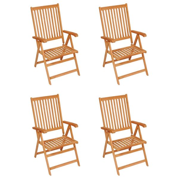 vidaXL Chaises de jardin lot de 4 avec coussins bleu Bois teck solide