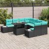 vidaXL Ensemble de canap&eacute; de jardin avec coussin 9 pcs Noir polyrotin