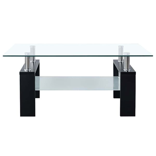 vidaXL Table basse Noir et transparent 95x55x40 cm Verre trempé