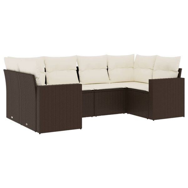 vidaXL Salon de jardin avec coussins 6 pcs marron r&eacute;sine tress&eacute;e