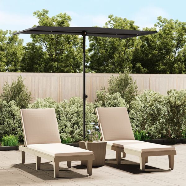 vidaXL Parasol de jardin avec m&acirc;t en aluminium 180x110 cm Noir