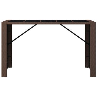 vidaXL Table de bar et dessus en verre marron 185x80x110 cm poly rotin