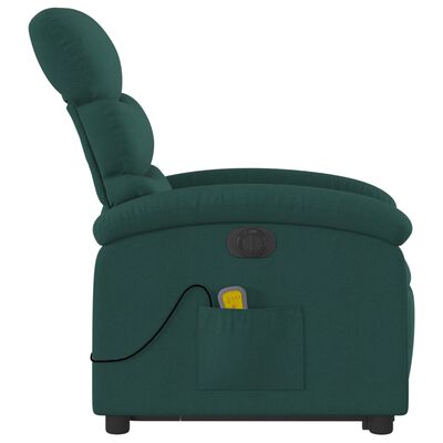 vidaXL Fauteuil inclinable de massage électrique vert foncé tissu