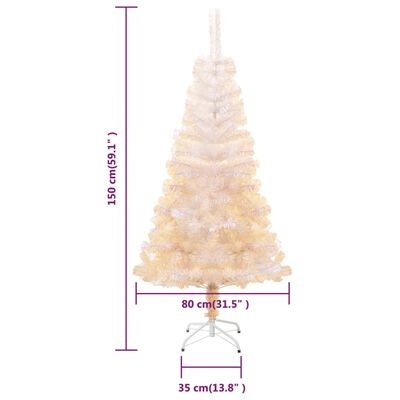 vidaXL Sapin de Noël artificiel pointes iridescentes Blanc 150 cm PVC