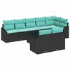 vidaXL Ensemble de canap&eacute; de jardin 9 pcs Noir et turquoise polyrotin