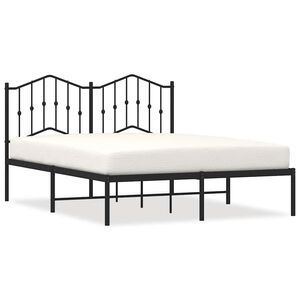vidaXL Cadre de lit métal sans matelas avec tête de lit noir 135x190cm
