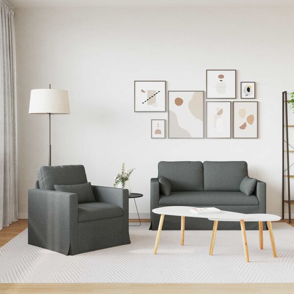 vidaXL Ensemble de Canap&eacute;s 2 pcs Gris fonc&eacute; 139 x 78 x 80 cm tissu