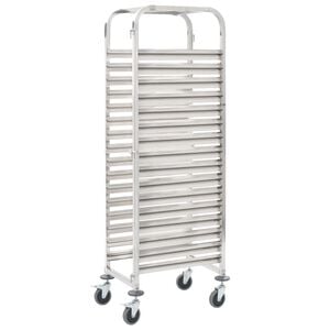 vidaXL Chariot de cuisine pour 16 plateaux 38x55x163 cm Inox