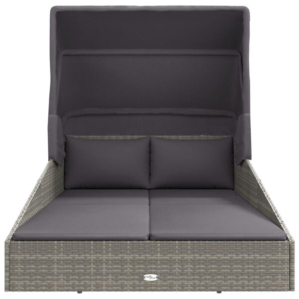 vidaXL Transat avec toit pliable gris 200x114x128 cm résine tressée